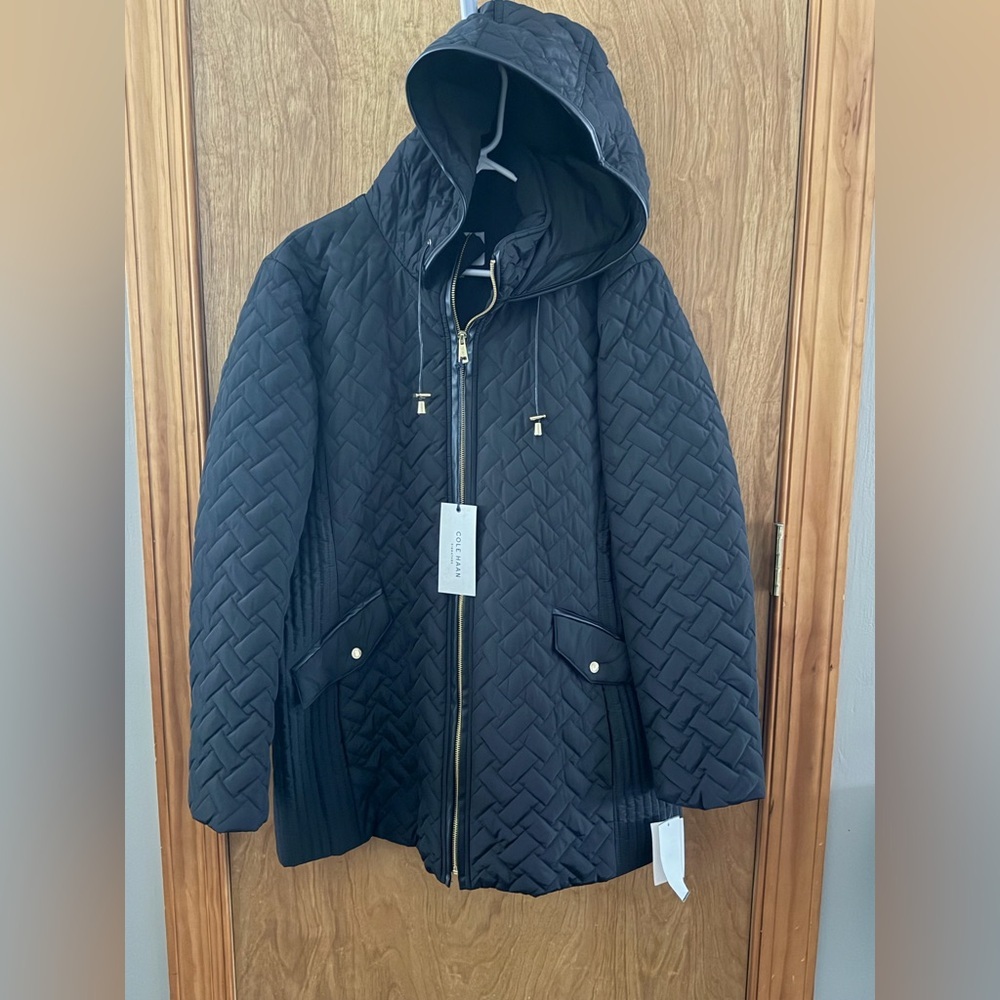 Cole Haan Faux-Quilted Black Jacket NWT 2XL - Picture 5 of 6